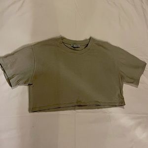 Army Green Cropped Shirt & Short tights set